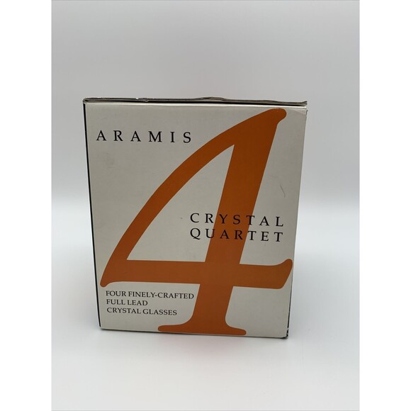 ARAMIS 4 Full Lead Crystal Quartet Tall Glasses in Original Box France Vintage - Picture 10 of 11